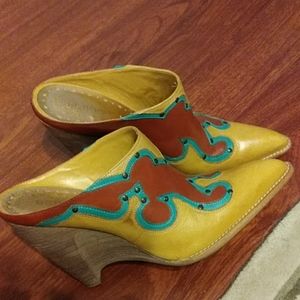 BCBGirls Leather Wedge Ankle Shoes